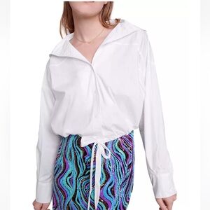 MAJE Cassidy Cotton Shirt - White - Size 0/ XS